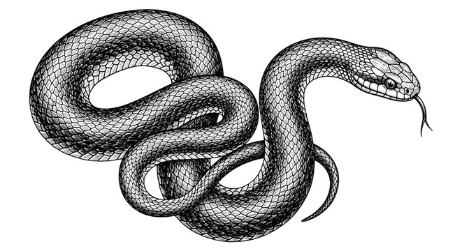 Hand drawn illustration of a snake isolated on transparent background