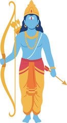 Fototapeta premium Illustration of Hindu God Rama with Bow and Arrow
