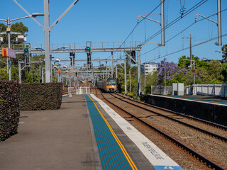 5 November 2025 passenger Train going through Summer Hill train station a suburban Sydney train Station NSW Australia