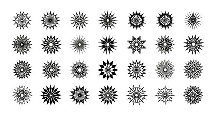 Set of Diverse Geometric Starburst Elements for Design and Decoration Applications