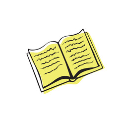 Open book outline symbol icon design. Vector illustration, clip art isolated on white background in doodle style