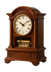 A music box with a clock, serving as a decorative timepiece for the living room.