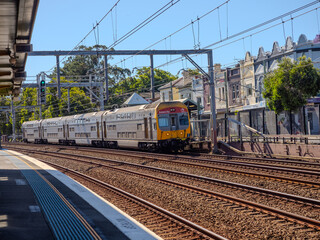 Fototapeta premium 5 November 2025 passenger Train going through Summer Hill train station a suburban Sydney train Station NSW Australia