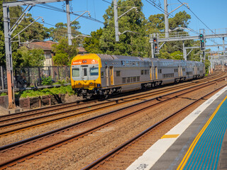 5 November 2025 passenger Train going through Summer Hill train station a suburban Sydney train Station NSW Australia