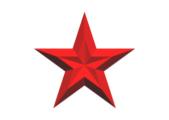 Red star isolated on transparent background, symbol of success and achievement