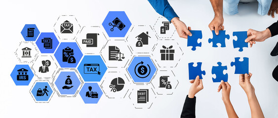 Concept of tax and financial management ensures compliance. This system streamlines tax processes,...