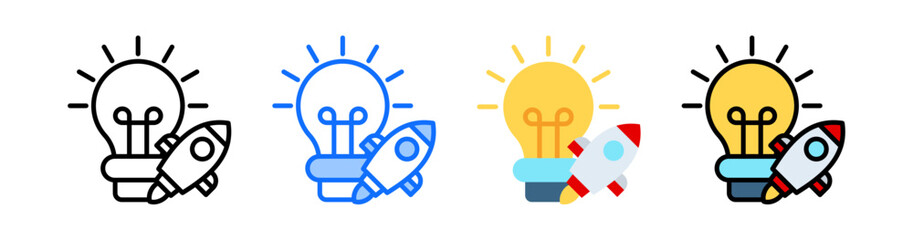 Innovation Launch Icon Collection Set Multiple Style