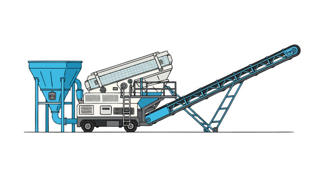 Mobile concrete crusher machine for construction and recycling operations.