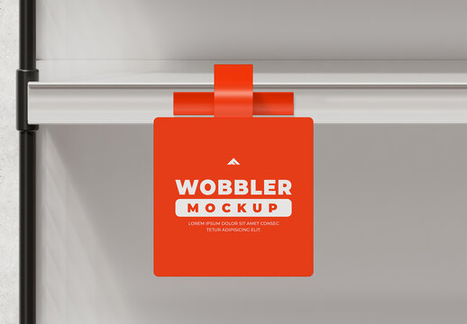 Retail Vertical Wobbler Shelf Talker Mockup for Point-of-Sale Promotion