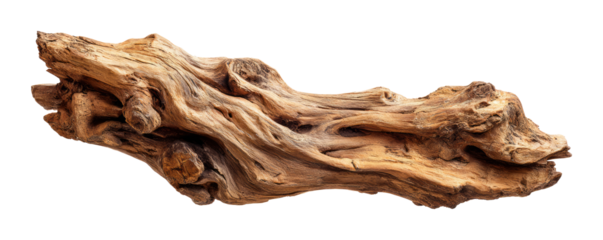 driftwood log isolated on white or transparent png