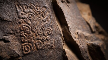 Ancient stone tablets with intricate carved inscriptions and hieroglyphic symbols showcasing historical archaeological artifacts and cultural heritage preservation