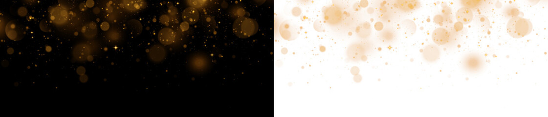 Golden dust sparks and glowing starlight trail with magical shine on transparent background,...