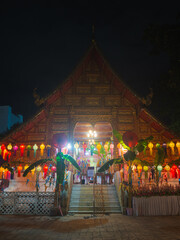 buddhist temple in the night