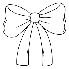 Hand-drawn doodle bow on a white background.