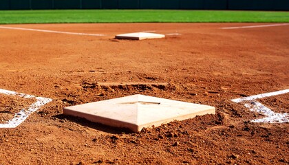 Baseball bases on a sunlit field