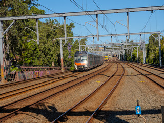 5 November 2025 passenger Train going through Summer Hill train station a suburban Sydney train Station NSW Australia