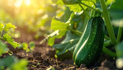 Zucchini in Garden Sunlight.