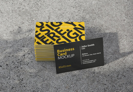 Stacked Business Card Mockup on dark background