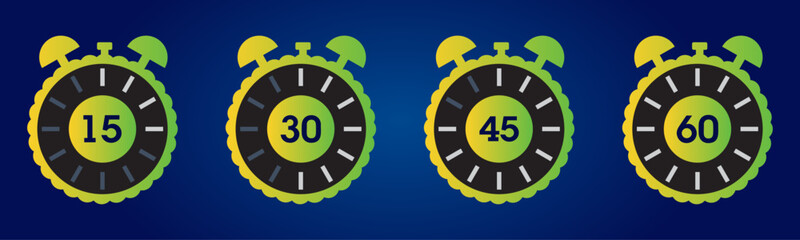Clock Timer Icons Set for Time Management and Scheduling