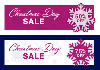 Christmas Day Sale Banner Design 50% and 75% Off Holiday Promotion