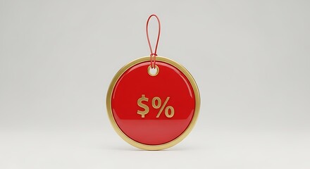 Red and gold price tag isolated on white background