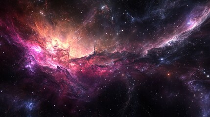 Colorful nebula cloudscape filled with stars in the vast expanse of outer space