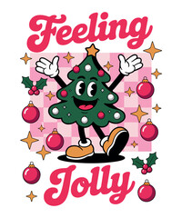 Feeling Jolly Christmas Tree Cartoon DEsign