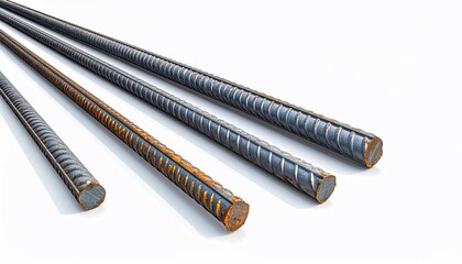 Steel rebar on white.