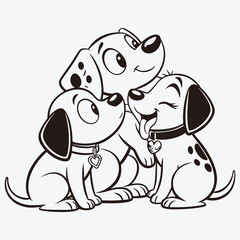 Adorable ThreeDogs Line Art