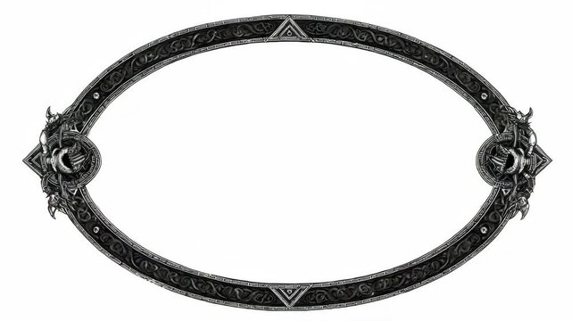 Ornate black oval frame with intricate celtic dragon designs
