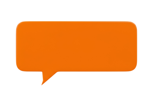 Orange speech bubble PNG isolated on transparent background, communication and social media concept - Powered by Adobe