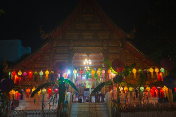 Lantern lights decoration at Thai temple