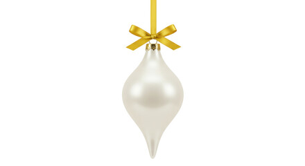 Elegant pearl teardrop Christmas ornament isolated, festive holiday decoration for seasonal celebrations and winter themes