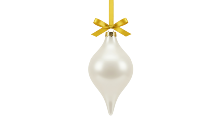 Elegant pearl teardrop Christmas ornament isolated, festive holiday decoration for seasonal celebrations and winter themes