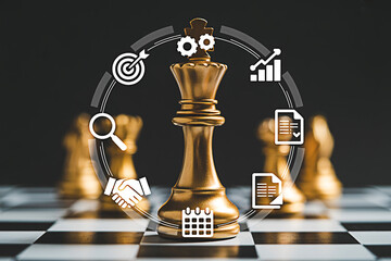 Chess strategy business planning and strategic management success leadership and vision concept