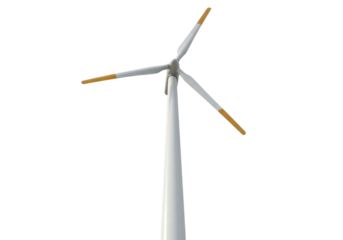Wind turbine isolated on transparent background, renewable energy source PNG for sustainable power generation and environmental conservation