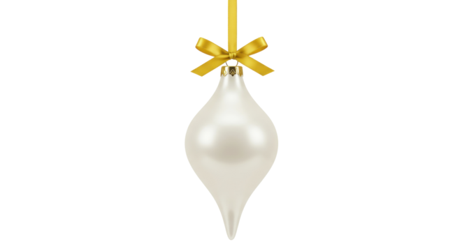 Elegant pearl teardrop Christmas ornament isolated, festive holiday decoration for seasonal celebrations and winter themes