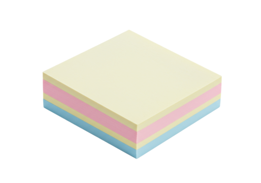 Stack of colorful sticky notes isolated on white, office supplies for reminders and organization