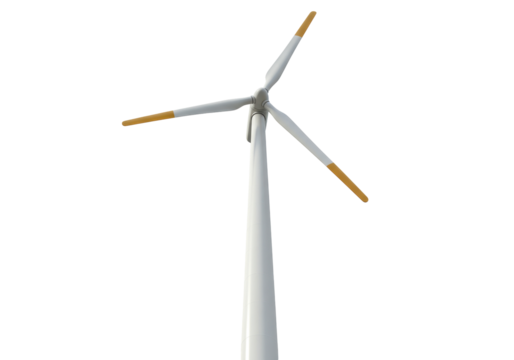 Wind turbine isolated on transparent background, renewable energy source PNG for sustainable power generation and environmental conservation