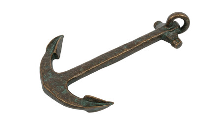 Bronze anchor isolated on transparent background, nautical symbol for maritime and seafaring themes