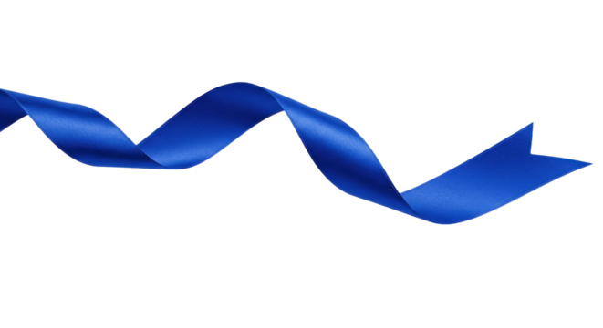 Elegant royal blue ribbon isolated on transparent background, decorative element for gift wrapping and festive designs