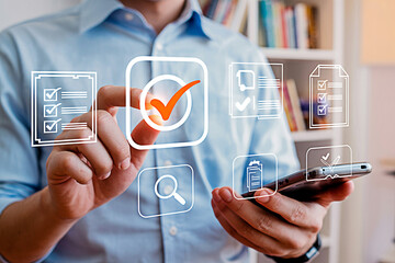 Digital checklist app concept for task management and productivity on mobile phone for business use case