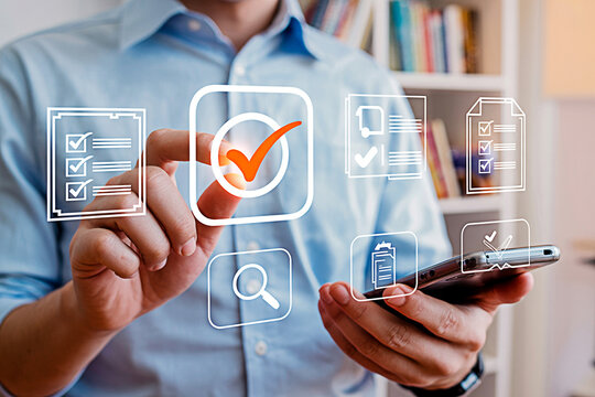 Digital checklist app concept for task management and productivity on mobile phone for business use case