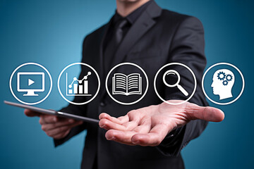 Business digital transformation technology concept with data analytics and online learning platform