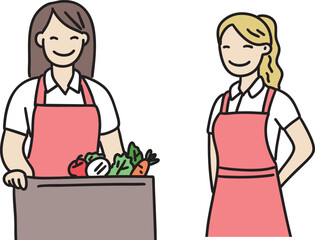 과일가게 사장과 점원 일러스트 세트