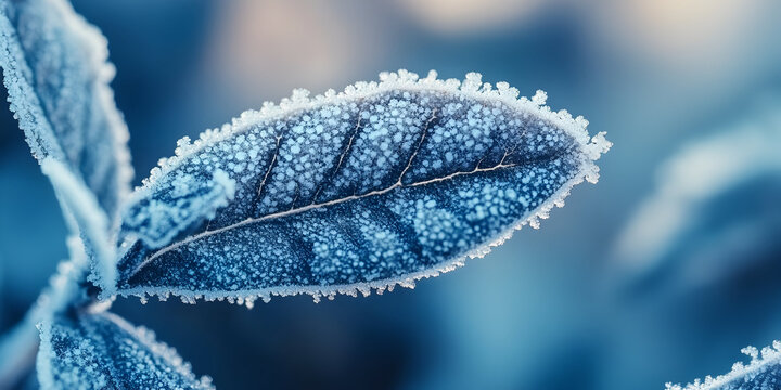 Macro Photograph Of A Frosted Leaf On A Winter Morning - Powered by Adobe