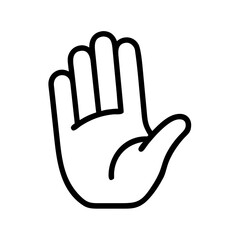 Obraz premium Outlined hand gesture signaling stop on white background