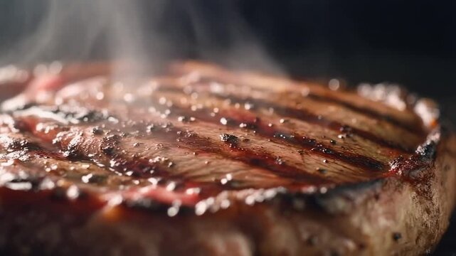 Delicious Grilled Steak - A Close-Up View of Sizzling Perfection.