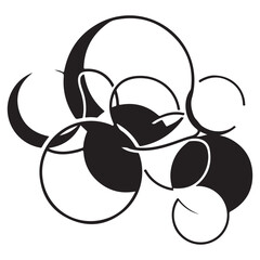 Dynamic Abstract Black and White Composition of Overlapping Circles and Organic Shapes
