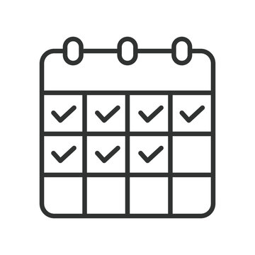 Schedule icon in line design. schedule, planning, calendar, task, organization, productivity, hybrid work on white background vector. Schedule editable stroke icon